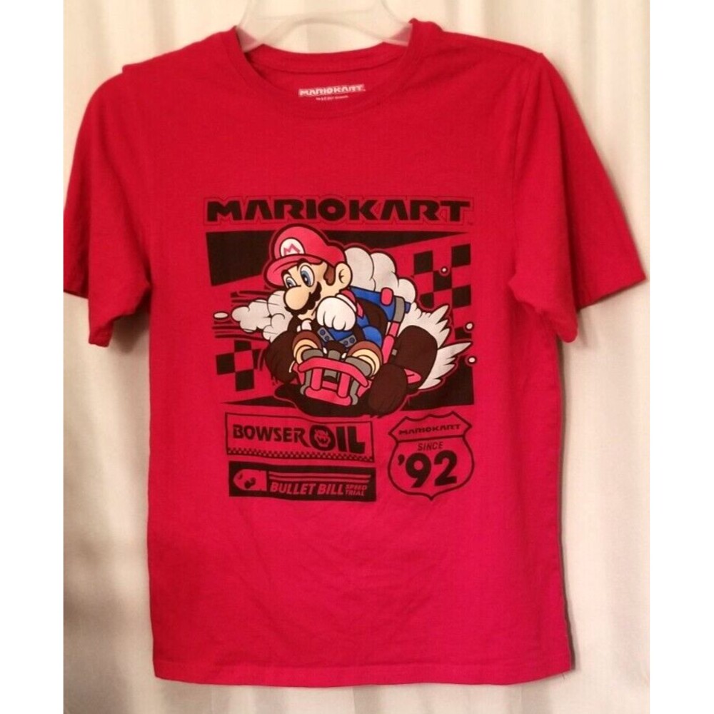 Mario Kart Youth Graphic T-Shirt Size XXL(18) Red Short Sleeve Video Gamers